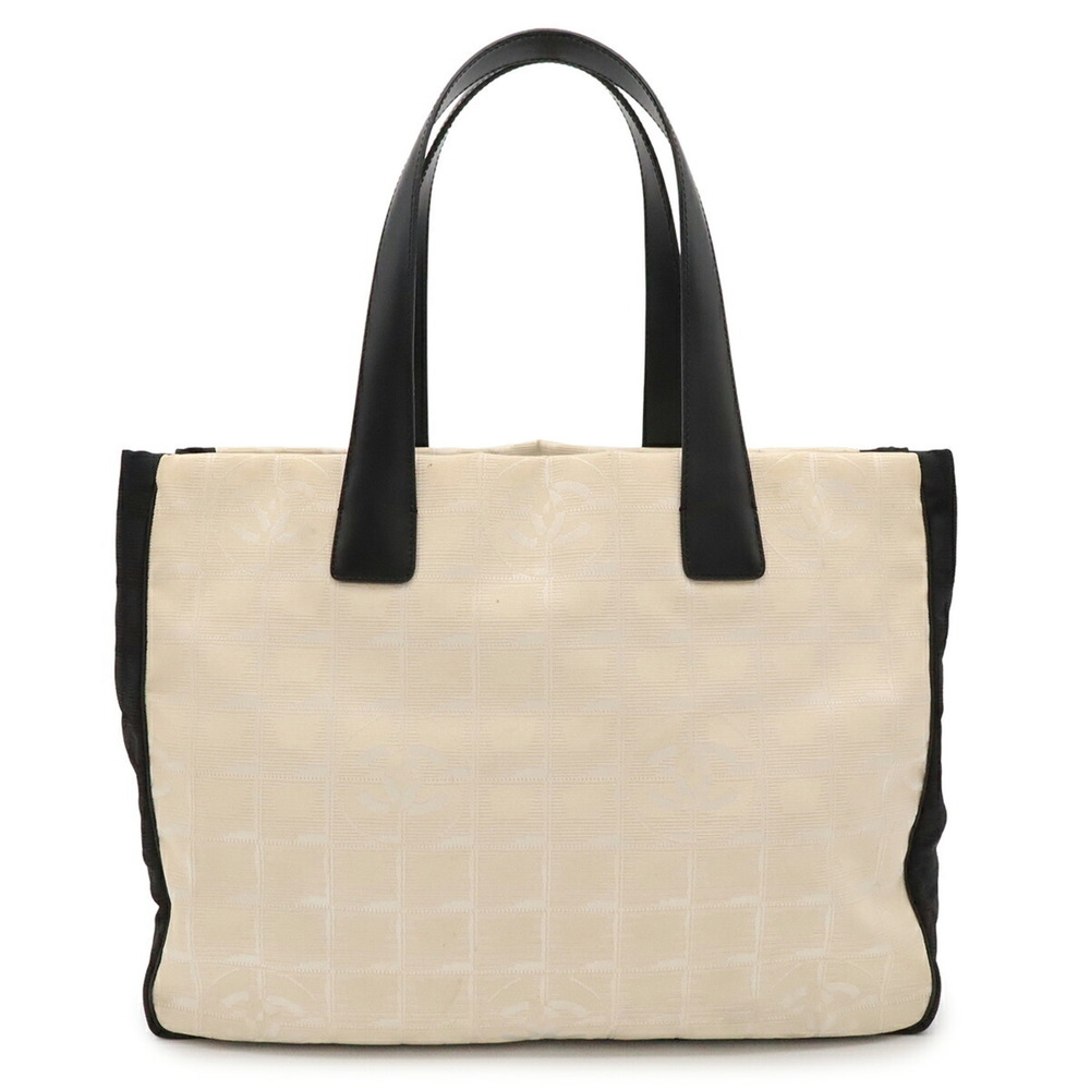 CHANEL New Travel Line Tote MM Bag Shoulder Nylon Beige Black A15991